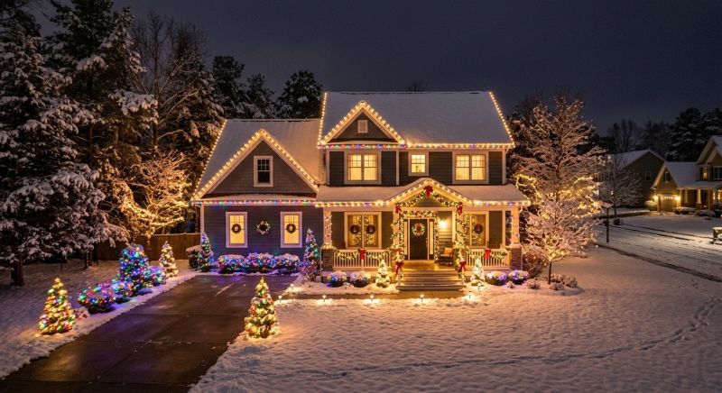 Christmas Lights Hanging in Overland Park, KS